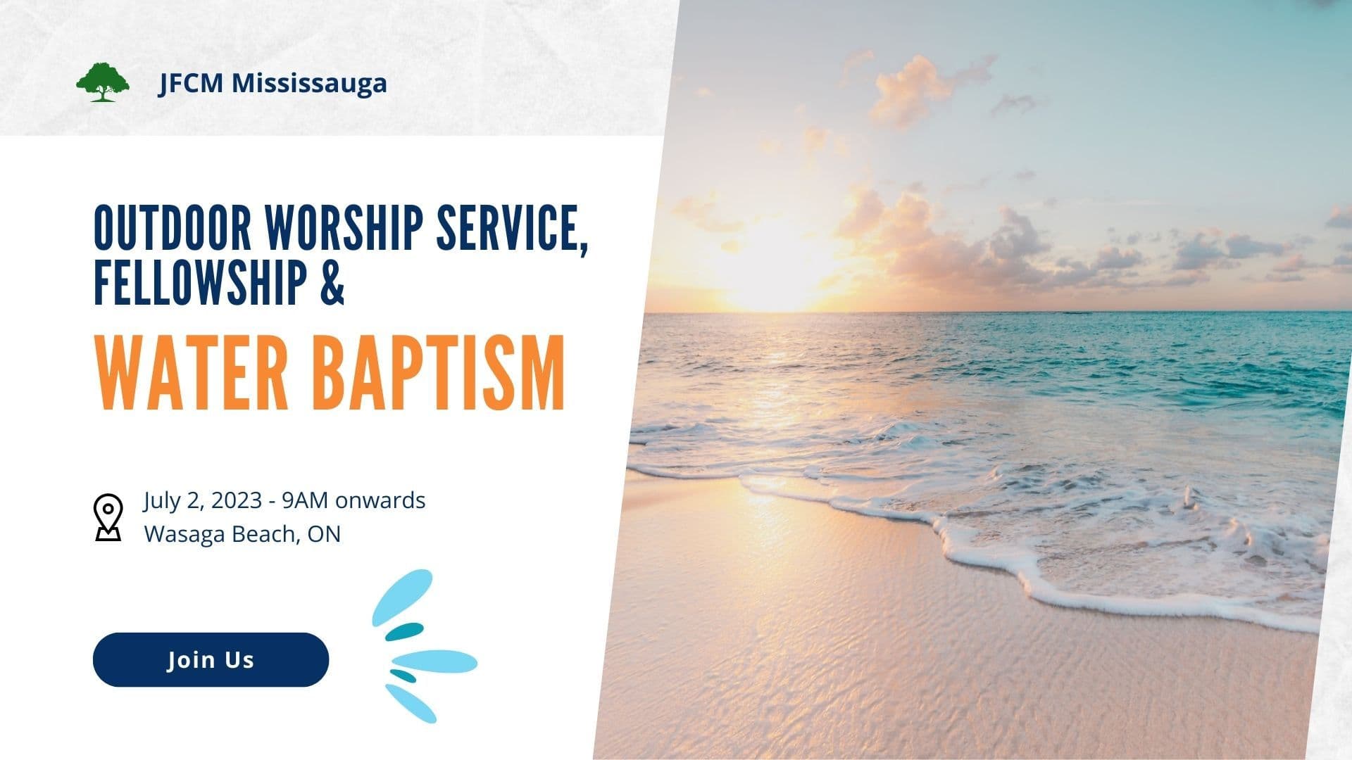 JFCM Mississauga Water Baptism & Fellowship event poster